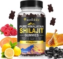 Shilajit Gummies, Pure Himalaya Shilajit Gummies met 100% Shilajit, Shilajit Biologische Gummies Rijk aan Fulvic Acid 85+ Trace Minerals Geschikt voor mannen & vrouwen, Non-GMO - 60 Gummy