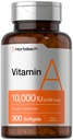 Horbäach Vitamine A 10000 IE Softgels 300 Telling Niet-GMO, Glutenvrij Supplement