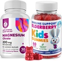 Vlierbessen Gummies voor kinderen en Magnesium 200 mg Gummies Sugar-Free - Gezonde Immuun Systeem Booster en gezondheid Ondersteuning met Vlierbessen Extract met Magnesium Kalm Kauwen voor kinderen & Volwassenen Suikervrije