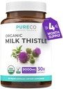 PURE CO USDA Biologische Milk Thistle Capsules - 80% Silymarin Supplement voor Lever Ondersteuning- Super Geconcentreerde 300 mg van 30:1 Melkdistel Extract Lever Detox 120 Dag Levering