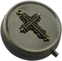 Portable Travel Pill Box Organisator - Cadeaudoos Pakket Pillen Case, Bronze Decoratieve Metaal Medicine Doos Pillenhouder, Kleine Pocket Pillen Case voor Purse, Opslag Vitamine of Medicine, Pillendispenser