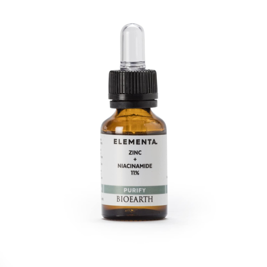 Bioearth Elementa, PURIFY Concentrated Face Serum with Zink and 11% Niacinamide, Purifying and Balancing Effect, Made in Italy, Vegan, AIAB Certification - 15ml Pack