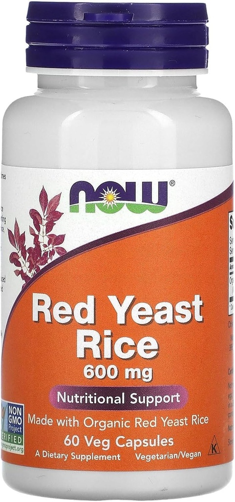 NOW Foods Red Gist Rice, 600 mg, 60 Veg Capsules