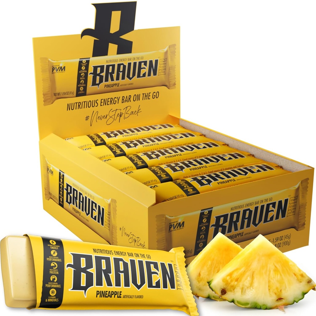 Braven Bar Ananas Energy Bars (1.59 oz, Pack of 20) 