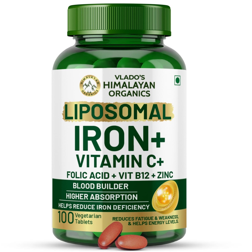 HIMALALAYAN Organics Organics Chelated Iron with Vitamin C,B12,Zinc & Folic Acid 