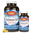 Carlson - Norwegian Salmon Oil, 500 mg Omega-3s, Norwegian Salmon Oil Supplement, Wild Caught Omega 3 Salmon Oil Capsules, Sustainablely Sourced, Brain, Heart & Joint Health, 180+50 Softgels