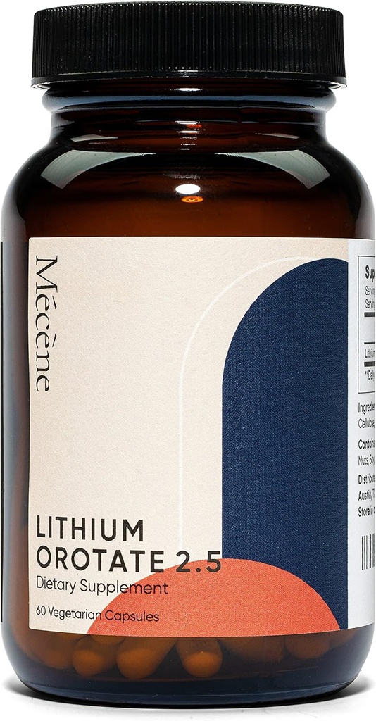 Lithium Orotaat 2,5 mg Elementale Lithium, 60 Vegetarische Capsules, Dieetsupplement, Non-GMO