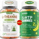NEVISS Suikervrij L-Theanine Kalm Gummies 120 Telt + Suikervrij 5-HTP Gummies 120 Telt