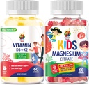 SUNNY SAM Vitamine D3 K2 Gummies 5000 IE & Magnesium Gummies for Kids Citrate Chewable Supplement for Mood & Muscle Support