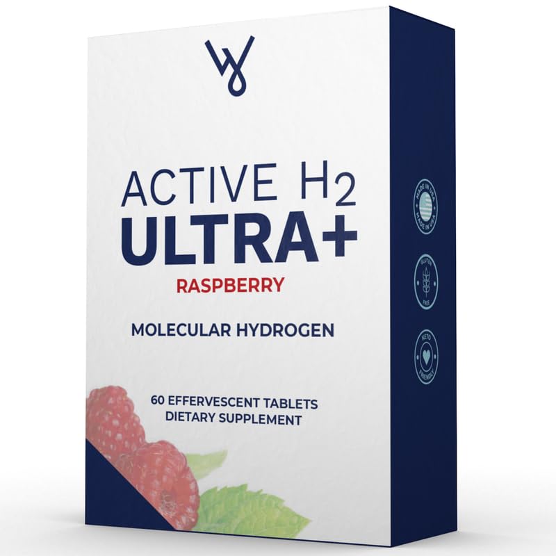 Actieve H2 Ultra + Waterstof Water Tablet, Natuurlijke Framboos. Ondersteunt algemene welzijn met voordelen van moleculaire waterstof 60 diensten