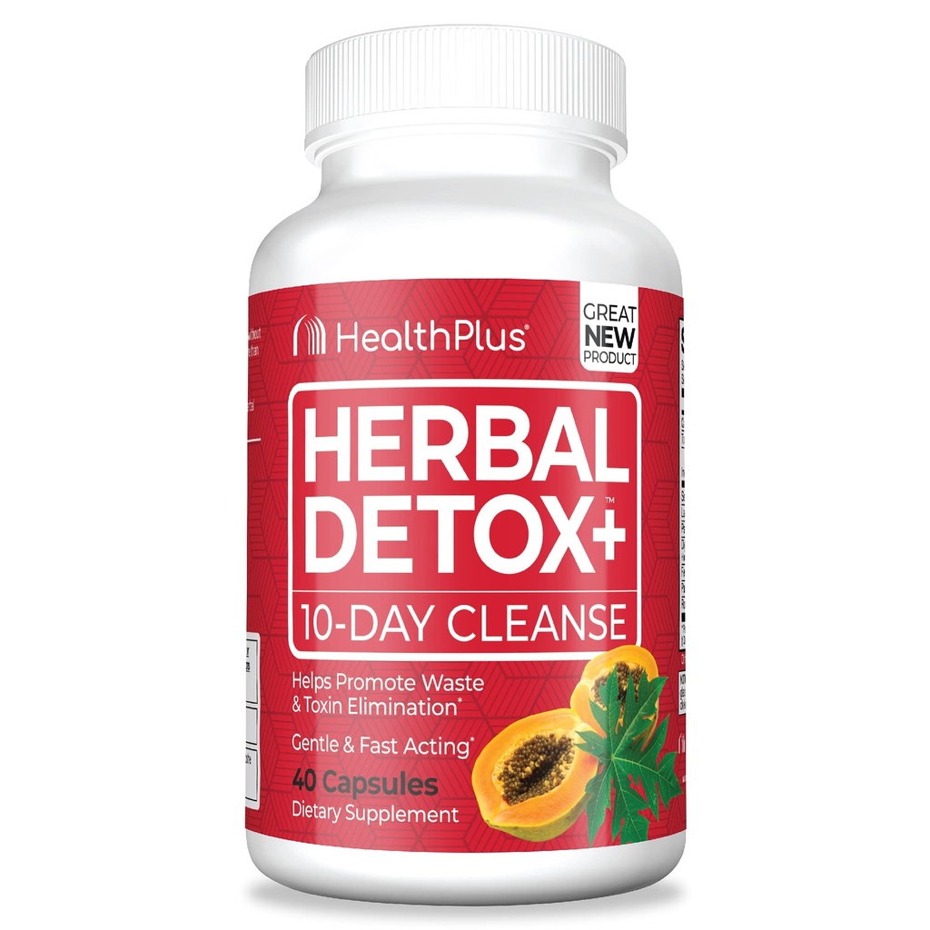 Health Plus Detox+ à base de plantes (10 jours) 40 capsules, 20 portions