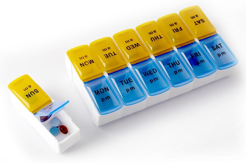 Deke Home - Pillen Organisator 2 keer per dag, Wekelijks afneembare pil doos 7 dag met AM PM Compartments - Easy Snap Lids Medicatie Dispenser - 7 dagen pil Herinnering voor ochtend en nacht dosering