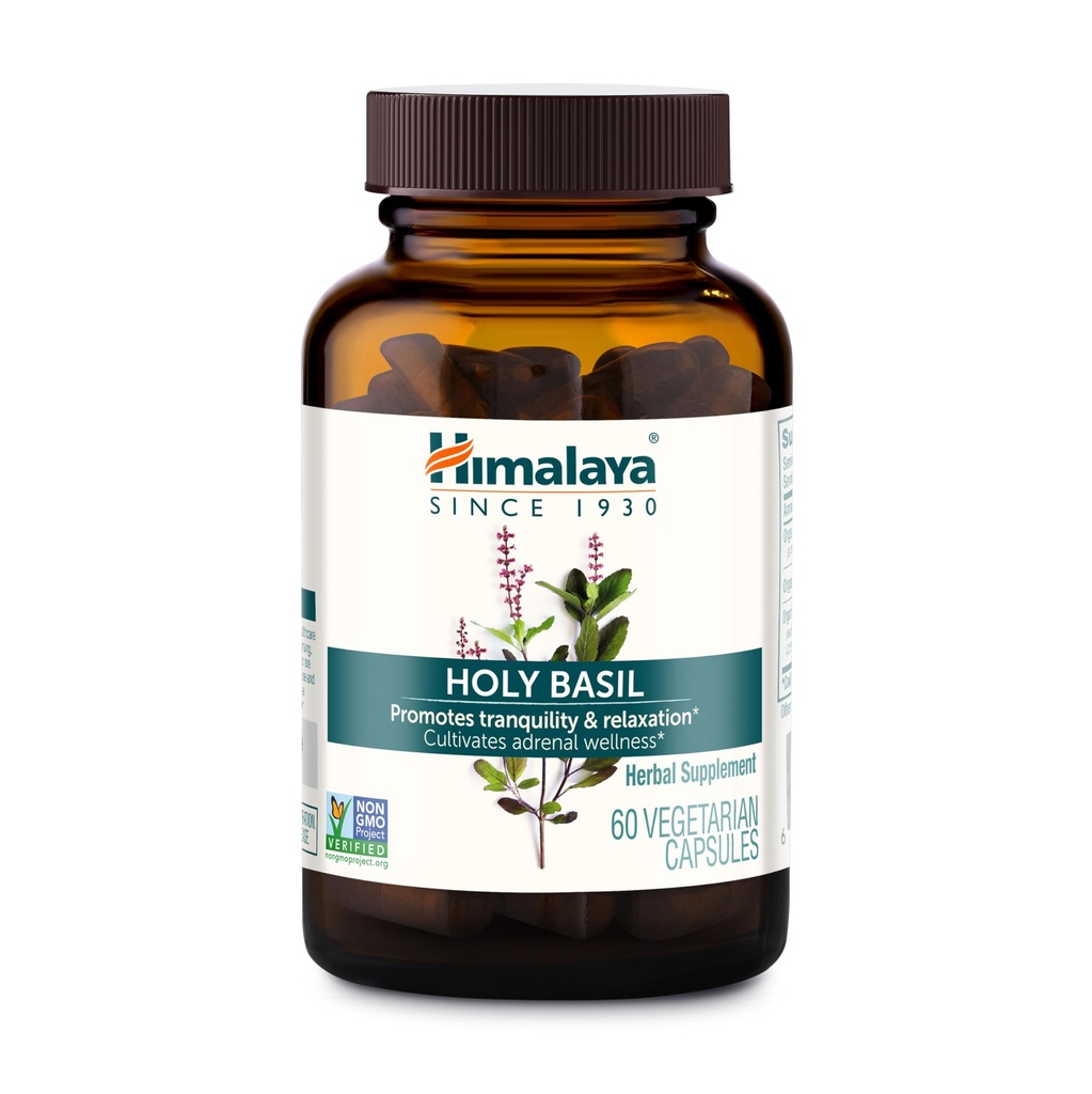 Himalaya Holy Basil - Herbal Adrenal Support for Stress Relief, Relaxation, Energy Support and Occasional Slapelessness - Vegan, Non-GMO, Glutenvrij, 720 mg, 60 Capsules