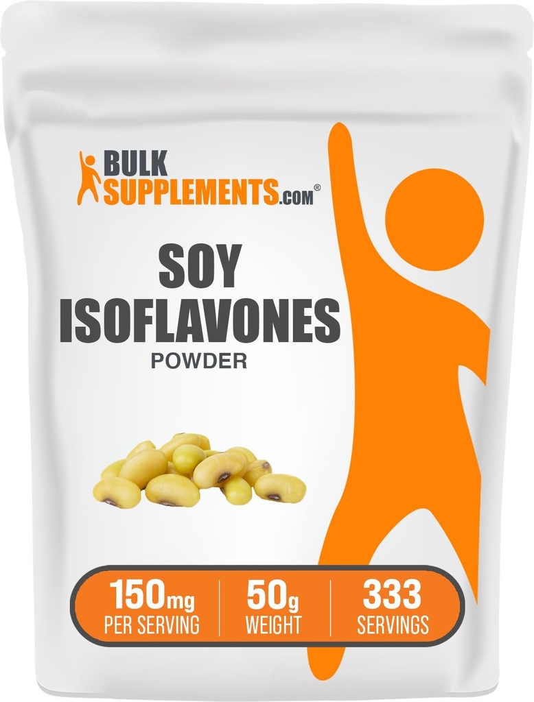 BulkSupplements.com Soja-isoflavonenpoeder - soja-isoflavonen 150mg, isoflavonensupplement voor vrouwen - voor botondersteuning, zuiver en glutenvrij - 150mg per portie, 50g (1,8 oz)