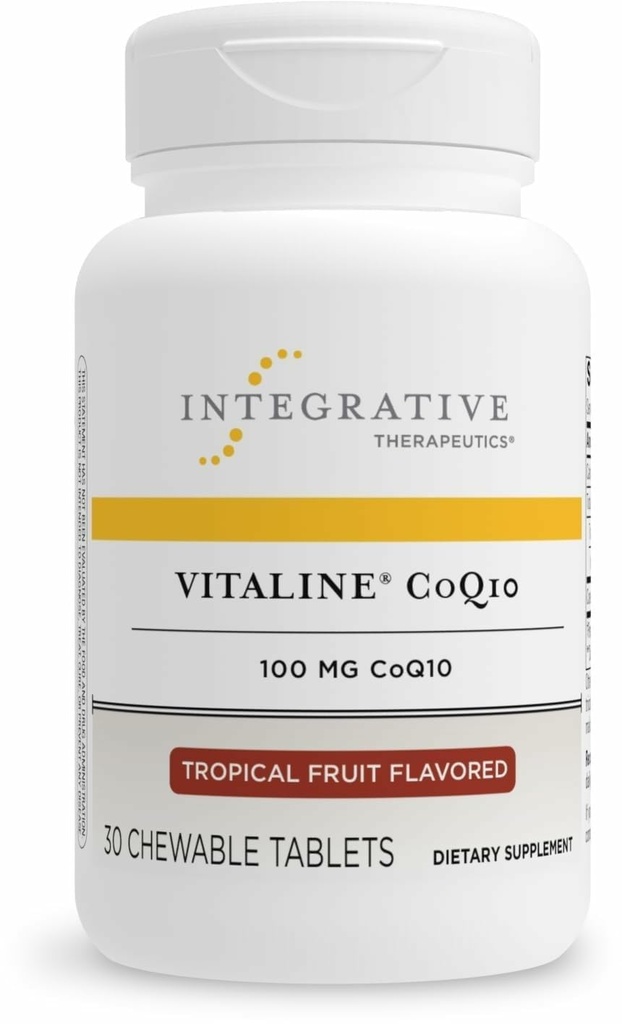 Integrative Therapeutics Vitaline CoQ10 100 mg - Brain Health Support Supplement for Adults* - Supports Heart Health* - Dairy-Free - Tropical Fruit Smaak, 30 Kauwtabletten (30 Serves)