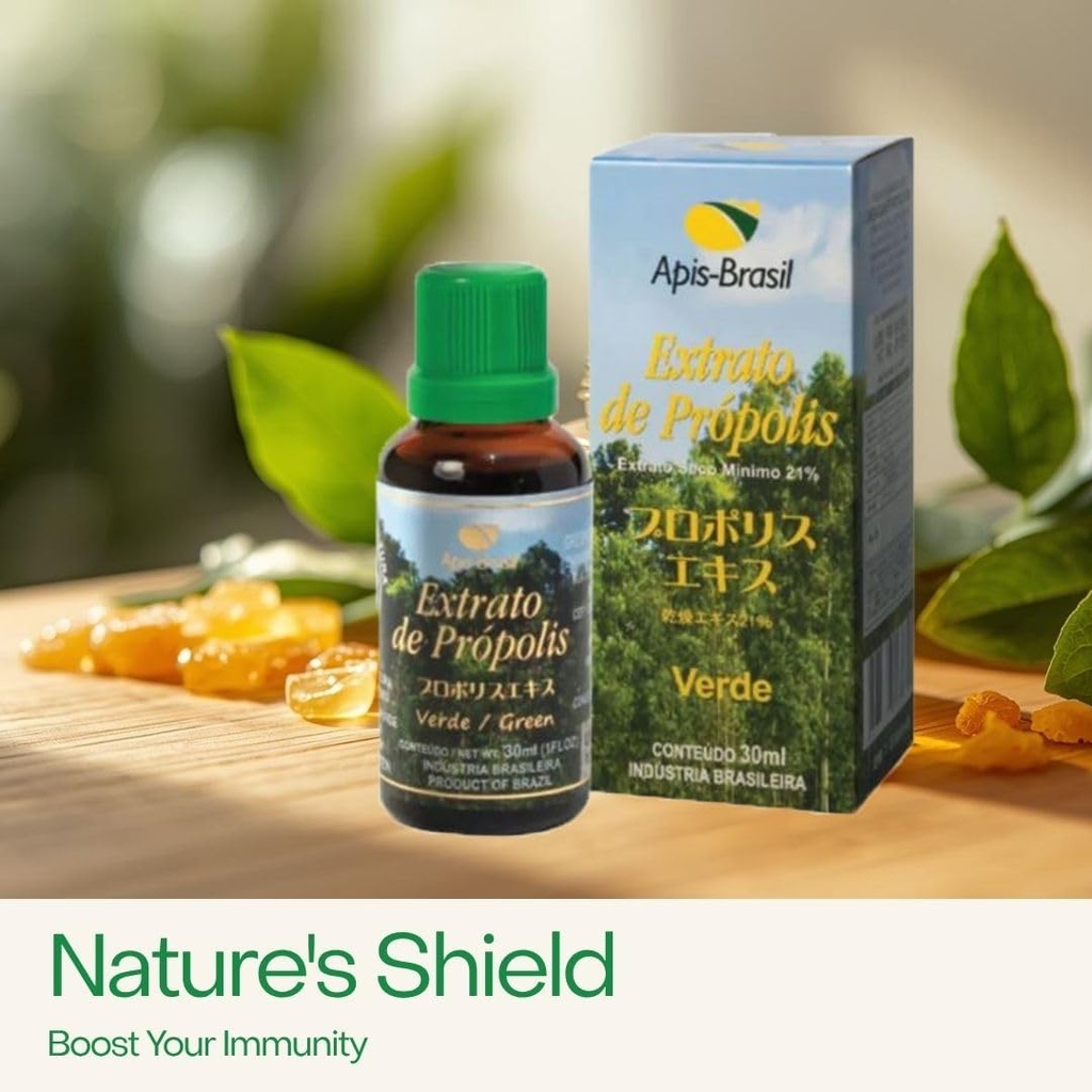 Extrait liquide de propolis d'abeilles vertes du Brésil 21% (30ml) - Support naturel immunitaire - Antioxydant - Pack de 1