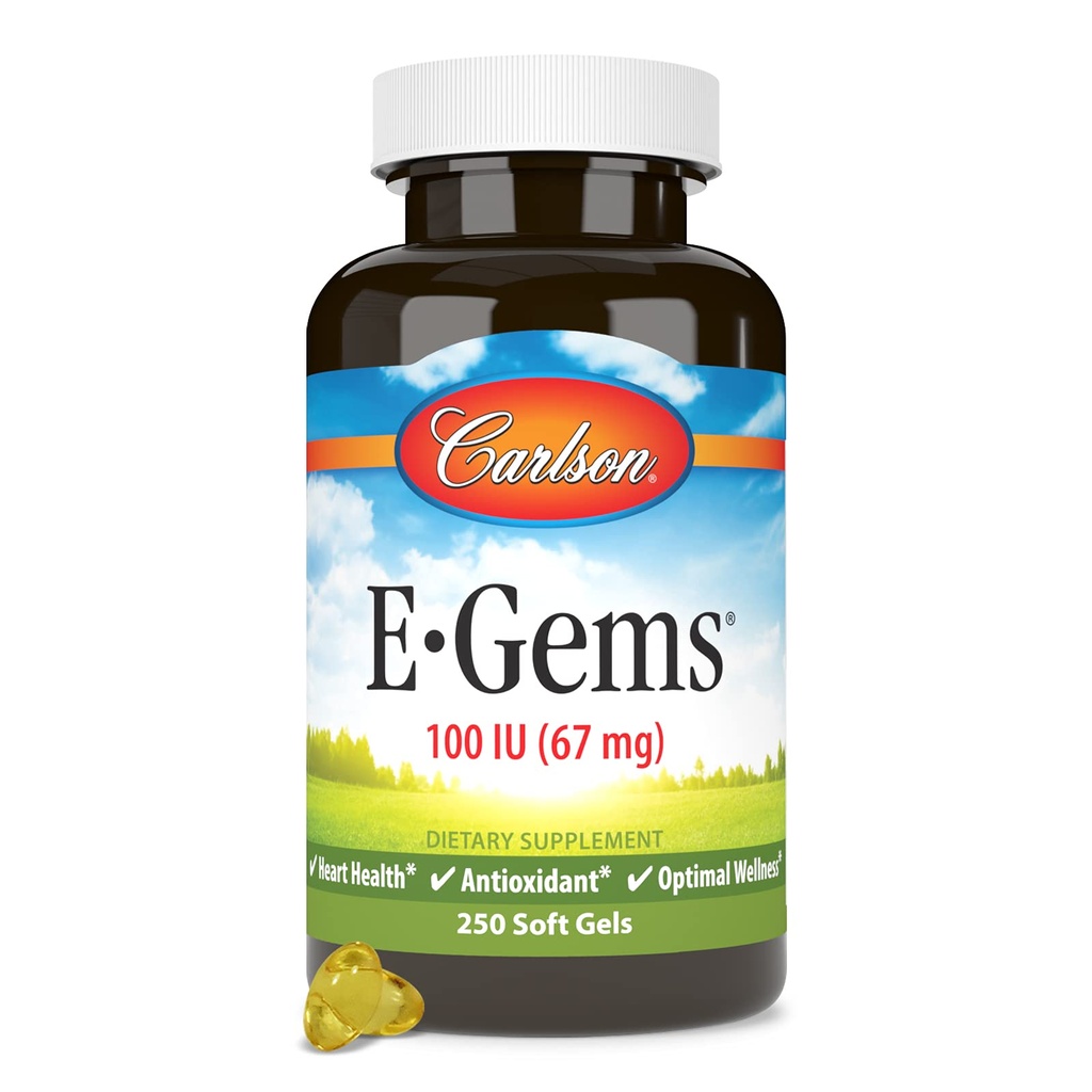 Carlson - E-Gems, 100 IE, Heart Health & Optimal Wellness, Antioxidant, 250 zachte gels