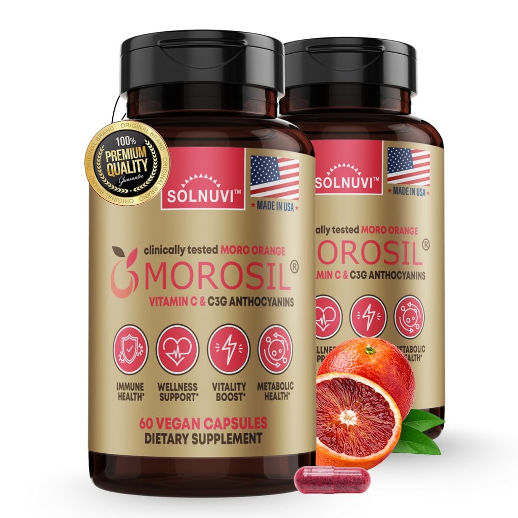 Morosil klinisch geteste C3G-supplement - Metabolisme, antioxidant, wellness-ondersteuning voor mannen en vrouwen - 400mg Moro Red Orange Extract - 60 Veggie Capsules - Non-GMO, Glutenvrij, Veganistisch-Vriendschappelijk