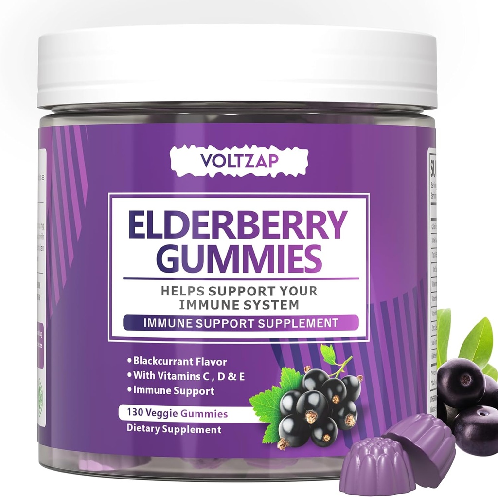 Vlierbessen Gummies Immuun Ondersteuning Supplement: Vlierbessen Vitamine C en zink Antioxidant ondersteuning Glutenvrij 130 Gummies