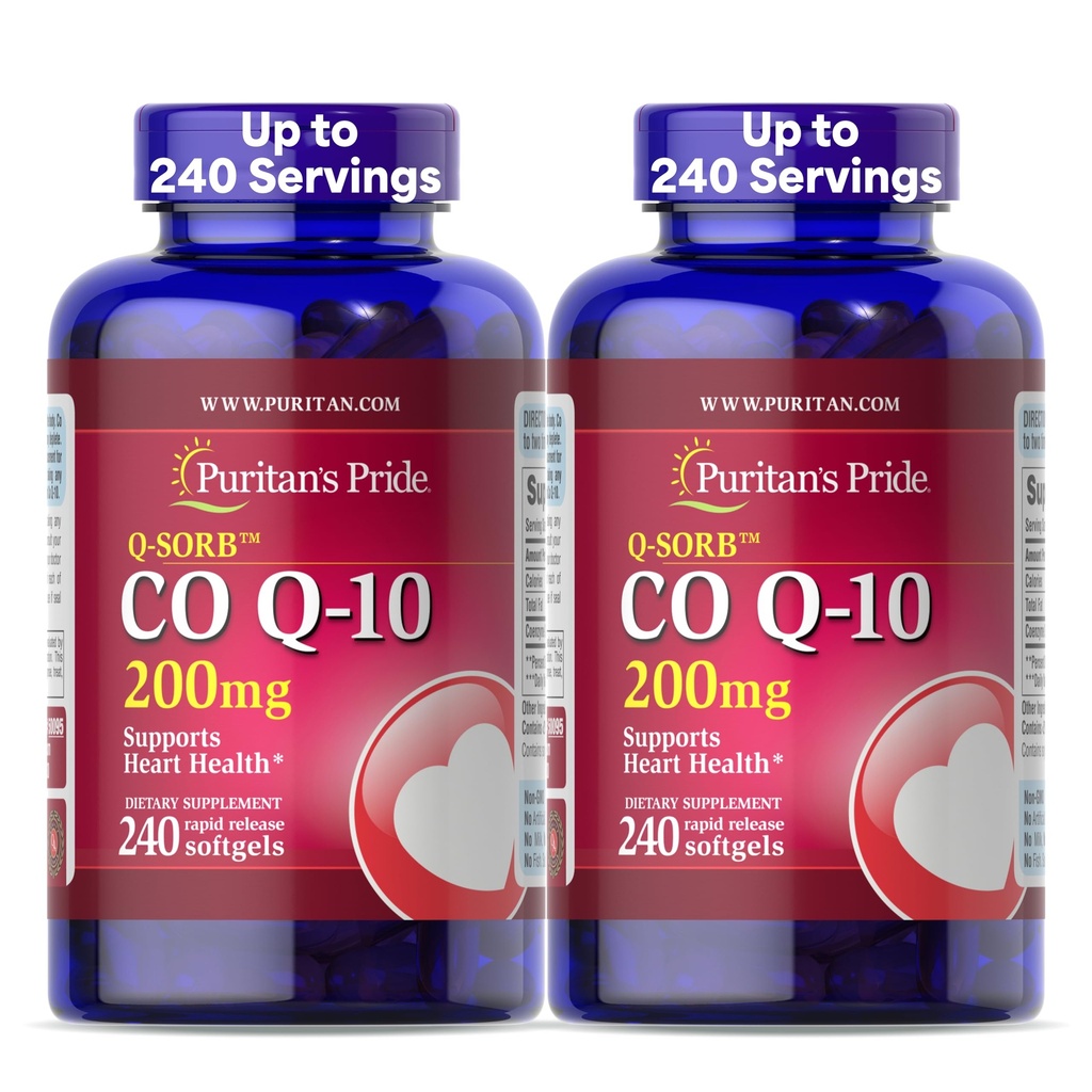 La fierté de Puritan Coenzyme CoQ10 200mg, supplément alimentaire pour la santé cardiaque, la pression artérielle, la santé buccodentaire et le soutien au vieillissement en santé, 240 Softgels à libération rapide, 2-pack