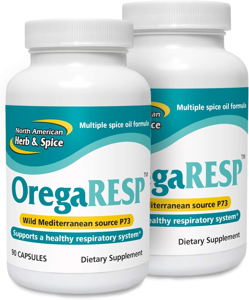 NOORD AMERICAN HERB & SPICE OregaResp P73-90 Capsules - Verpakking van 2 - Ondersteunt Immune & Respiratory Health - Multiple Spice Oil Complex with Oreganol P73 Oregano Oil - Non-GMO - 90 Total Servings