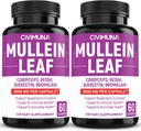 (2 verpakkingen) Mullein Leaf Capsules 6850mg - Mullein Leaf, Cordyceps, Reishi - 4 maanden levering