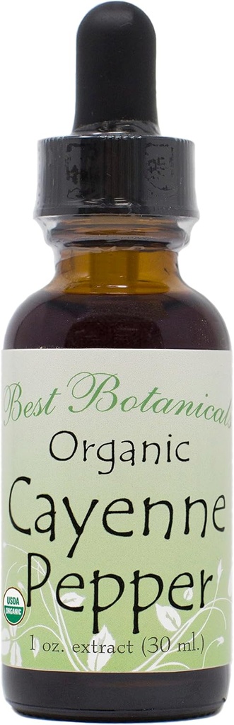 Meilleurs Botaniques Bio Cayenne Extrait de poivre 1 oz. 160,000 MHU