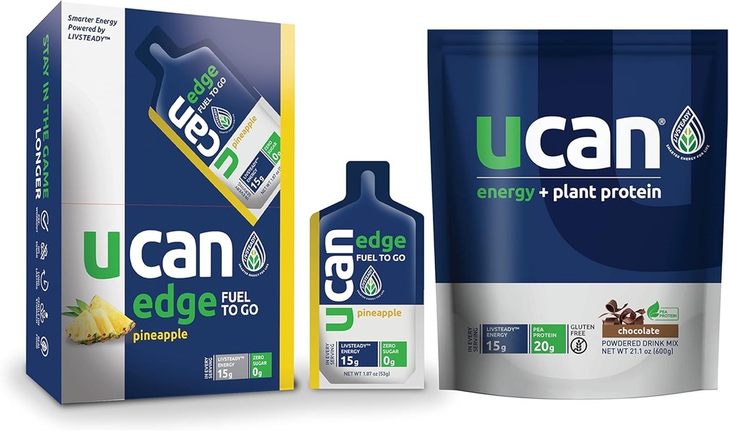 UCAN Ananas Edge Energy Gel & Chocolate Plant Protein - Geweldig voor hardlopen, training, fitness, fietsen, Crossfit & Meer .. Sugar-Free, Vegan, & Keto Friendly Energy Supplement