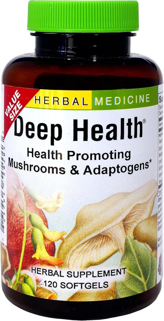 Kruiden Etc. Deep Health - Daily Use Adaptogen Supplement - Aids Immune Health & Energy - with Reishi Mushroom - 120 Softgels (120 Servings)
