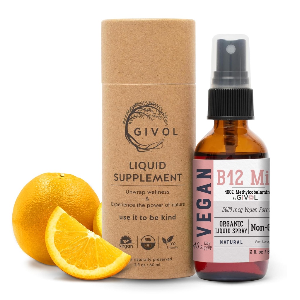 Biologische Vegan Vitamin B12 Supplement Liquid Mist voor snelle absorptie 5.000mcg Methylcobalamine - Geen harde chemicaliën of conserveringsmiddelen - Geen kunstmatige zoetstoffen toegevoegd Non-GMO 240 Days Supply