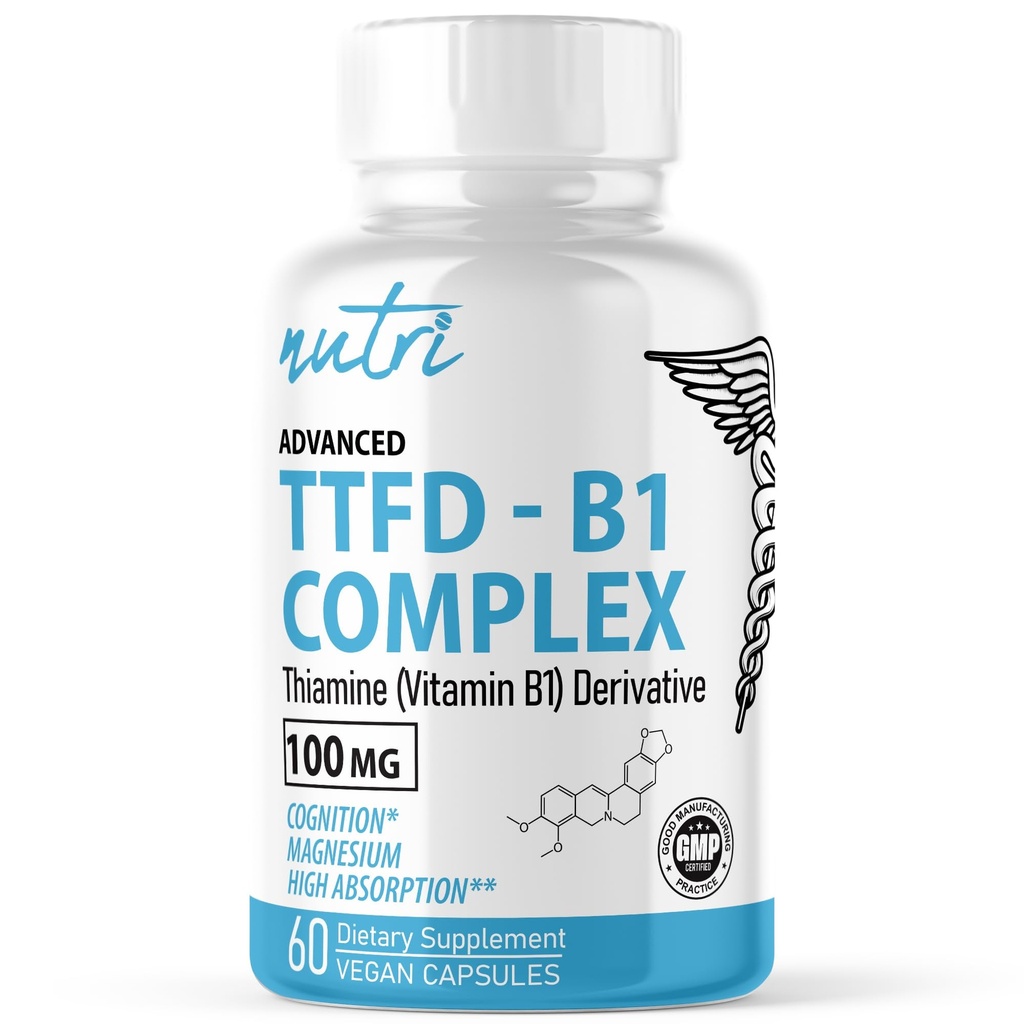 Nature's Fusions TTFD Thiamine B1 Supplement - 100mg 60 Serves - with 8mg Magnesium - No Toxic Fillers - TTFD Thiamine Tetrahydrofurfuryl Disulfide - Third Party Lab Tested - Nutri Supplementen