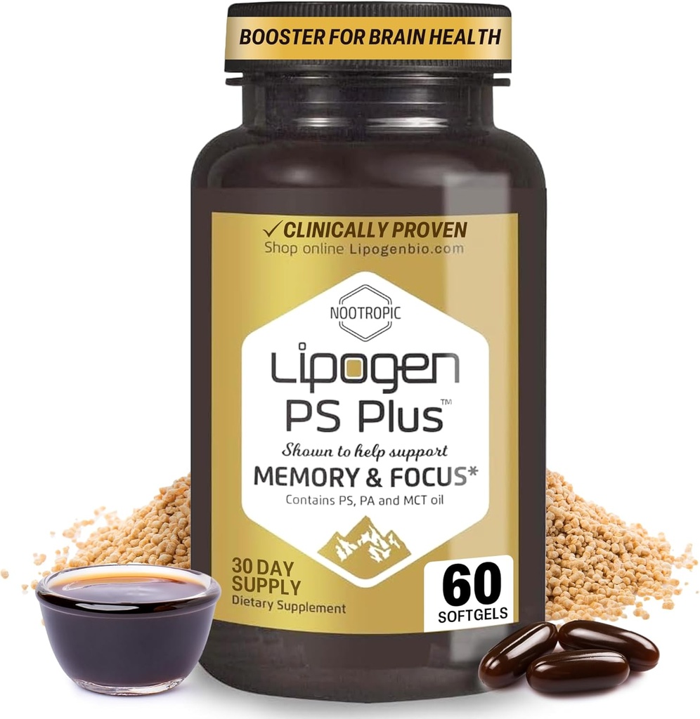 PS Plus Hersensupplementen voor Geheugen en Focus - Premium Fosfatidylserine Brain Booster voor Brain Health - Nootrope - 60 Softgels voor één maand levering