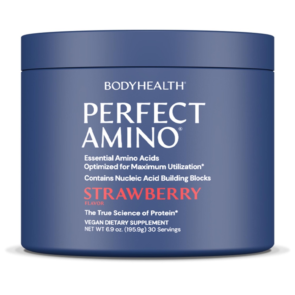 BodyHealth PerfectAmino Powder - BCAA en EAA Powder for Pre and Post Workout - Amino Acid Energy Drink for Men and Women to Support Lean Muscle and Recovery - Aardbei - 30 Servings