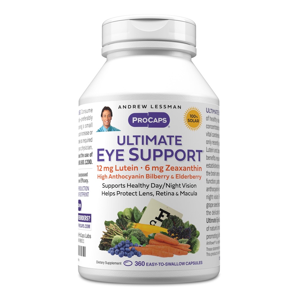 ANDREW LESSMAN Ultimate Eye Support 360 Softgels - 12mg Lutein, 6mg Zeaxanthine, Blauwe bosbessen, belangrijke voedingsstoffen ter ondersteuning van Eye Health en het bevorderen van gezonde visie. Geen additieven. Gemakkelijk te slikken Softgels