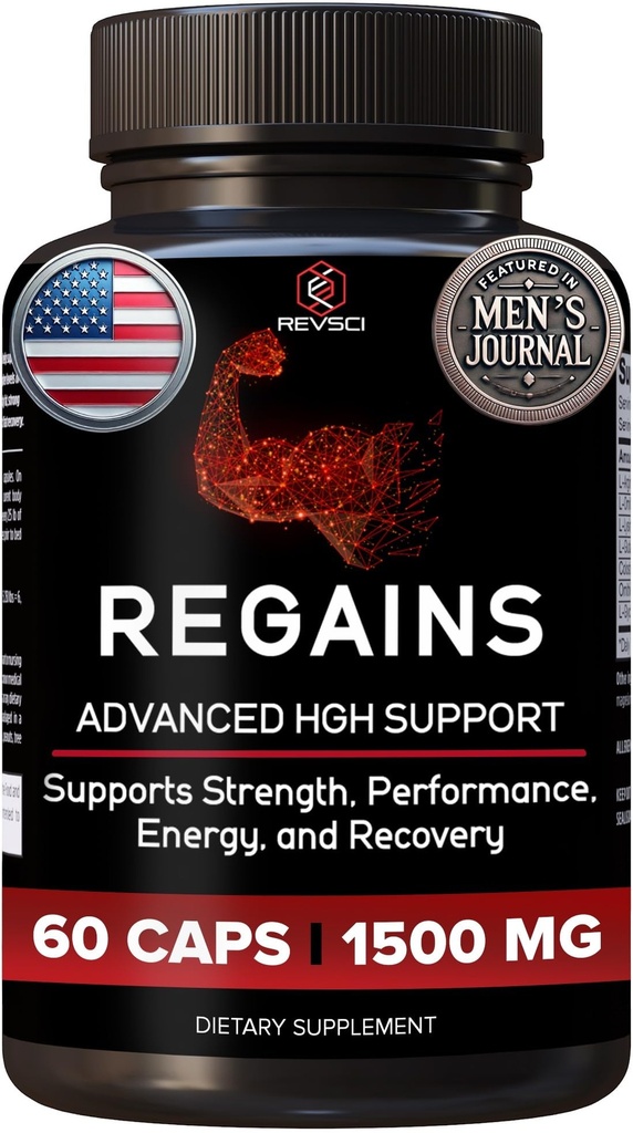 Suppléments HGH pour les hommes et les femmes - Regains Natural Anabolic Muscle Growth Building & Human Growth Hormone pour les hommes, Muscle Builder pour les hommes, Supplément de récupération musculaire après entraînement, 60 pilules protéiques