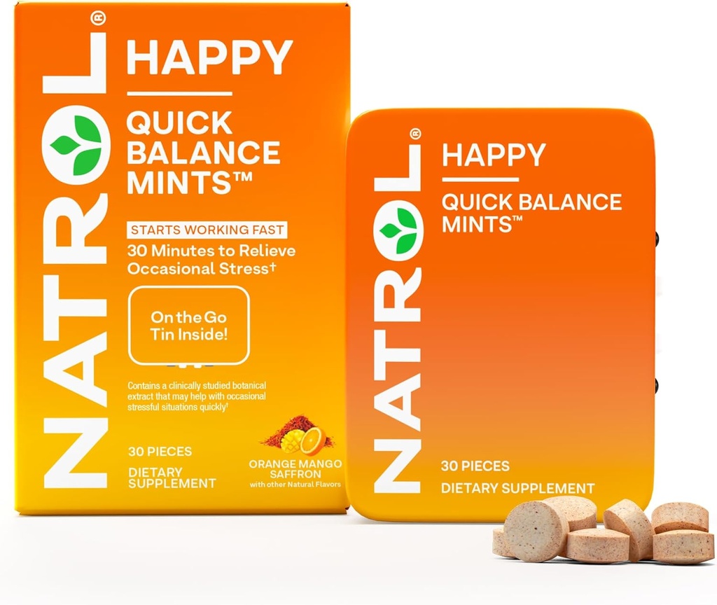 Natrol Quick Balance Happy Mints, Occasional Stress Relief Supplement, 30 Mints, 15 dagen levering