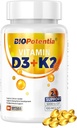 Vitamine D3 K2 avec supplément d'huile MCT, Vitamine D3 5000 UI et K2 100MCG (MK7), soutient la santé immunitaire, osseuse et des dents - sans gluten non-OGM - 30 softgels