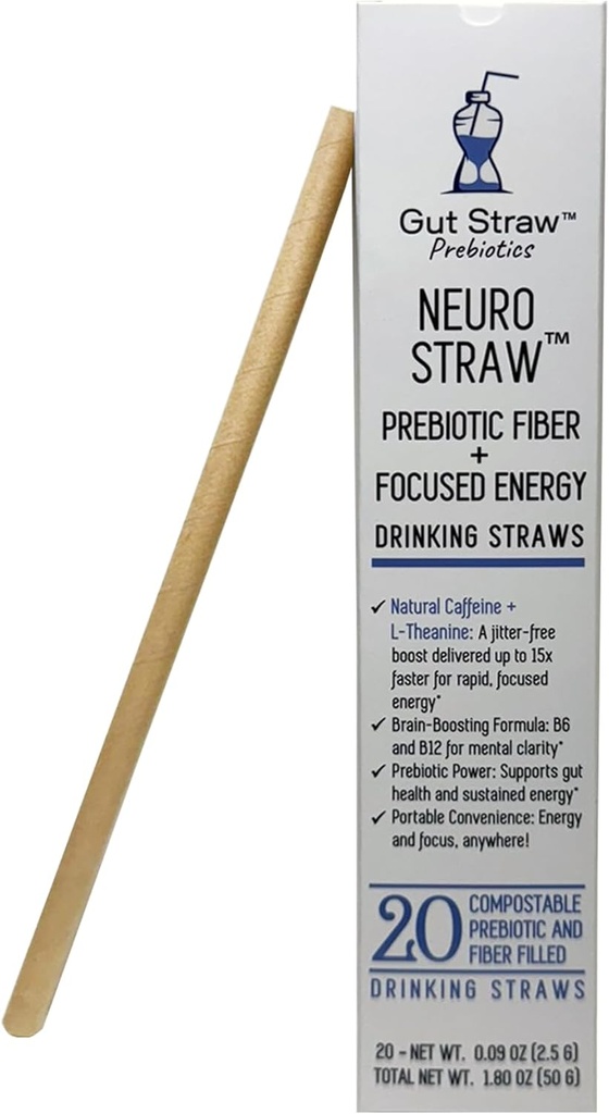 Neurostro door Gut Straw - Natuurlijke Cafeïne, L-theanine, B Vitaminen & Prebiotische Vezel in een milieuvriendelijke stro