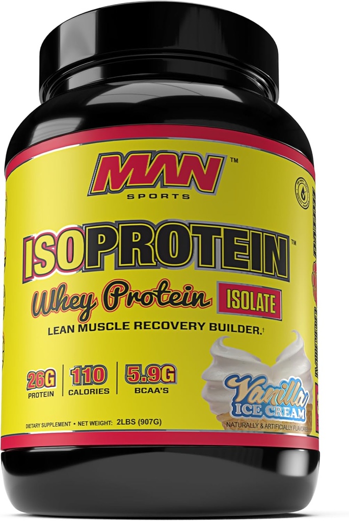 MAN Sports ISO-Protein 100% Pure Whey Protein Isolate Powder, Vanilla Ice Cream, 2 Pounds