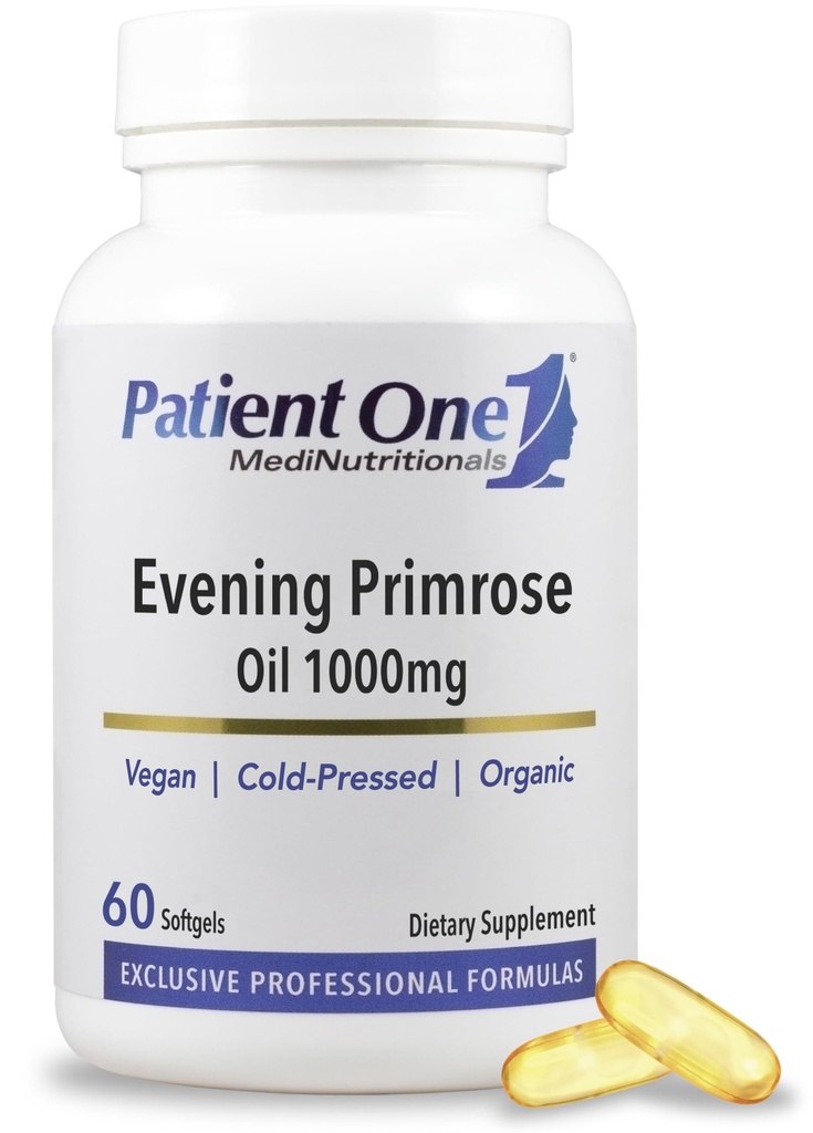 Patient 1 soirée Huile de Primrose 1000mg de supplément pour soutenir la santé de la peau et le confort articulaire