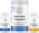 Men's Health Vitality Bundle: Brain Support Complex, Men's Daily 7 Essentials, and Vitamin D3 + K2