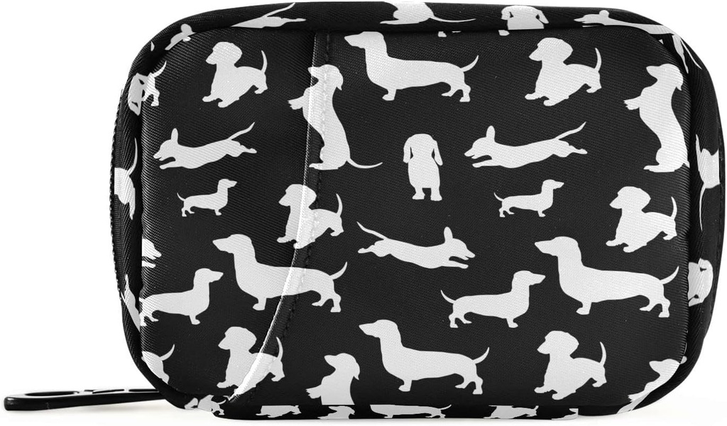 Ollabaky Black Dachshund Honden Pillen Organisator 7 Dag Pillen Case Travel Pillen Organizer Bag Pillen Box draagbare Wekelijkse Case met Zipper Compacte grootte voor vitamine supplement houder