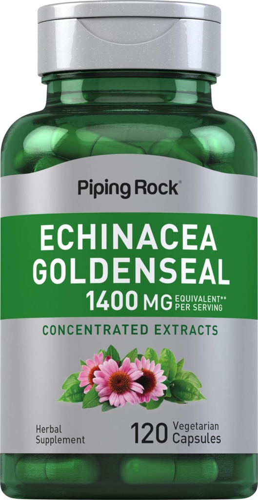Piping Rock Echinacea Capsules de seaux d'or (en anglais seulement) 1400mg (en anglais seulement) 120 Capsules végétariennes (en anglais seulement)