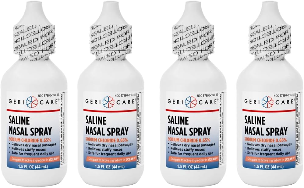GeriCare Saline Neusspray 1,5 FL OZ Vochtinbrengend Natriumchloride 0,65% (verpakking van 4)