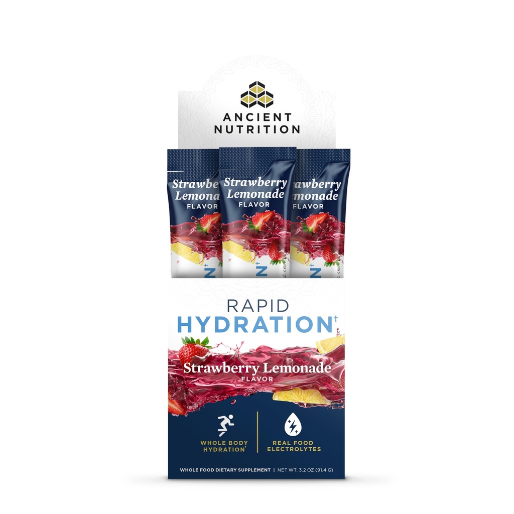Oude voeding Rapid Hydration Powder, Aardbei Lemonade, Elektrolyten van natuurlijke zee Zouten en Red Marine Algen, Ondersteunt Rapid Body Hydration en Cellular Health, 15 porties