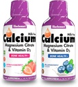 Bluebonnet Voeding Liquid Calcium Citroen Magnesium Citroen, Vitamine D3- Bundel van Blueberry Flavor en Aardbei Flavor, 2 Fles van 16 Fl Oz Elke (32 Fl Oz Totaal)