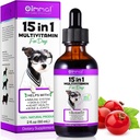15 in 1 Honden Multivitamine Drops, Honden Multivitamine Liquid Supplementen met Glucosamine & Probiotica, Honden Vitaminen voor de gezondheid van het hart, Bones, Gezamenlijk, Huid & Coat, Blader, Immuun Systeem Ondersteuning