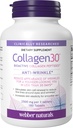 Webber Naturals Collageen30 Anti-rimpel, 2.500mg Bioactieve Collageen Peptiden Per Serving, 180 Tablets, helpt Verminderen Deep Rimpels, Fine Lines & Stimuleert Huidcellen, Niet GGO, Zuivel & Gluten Vrij