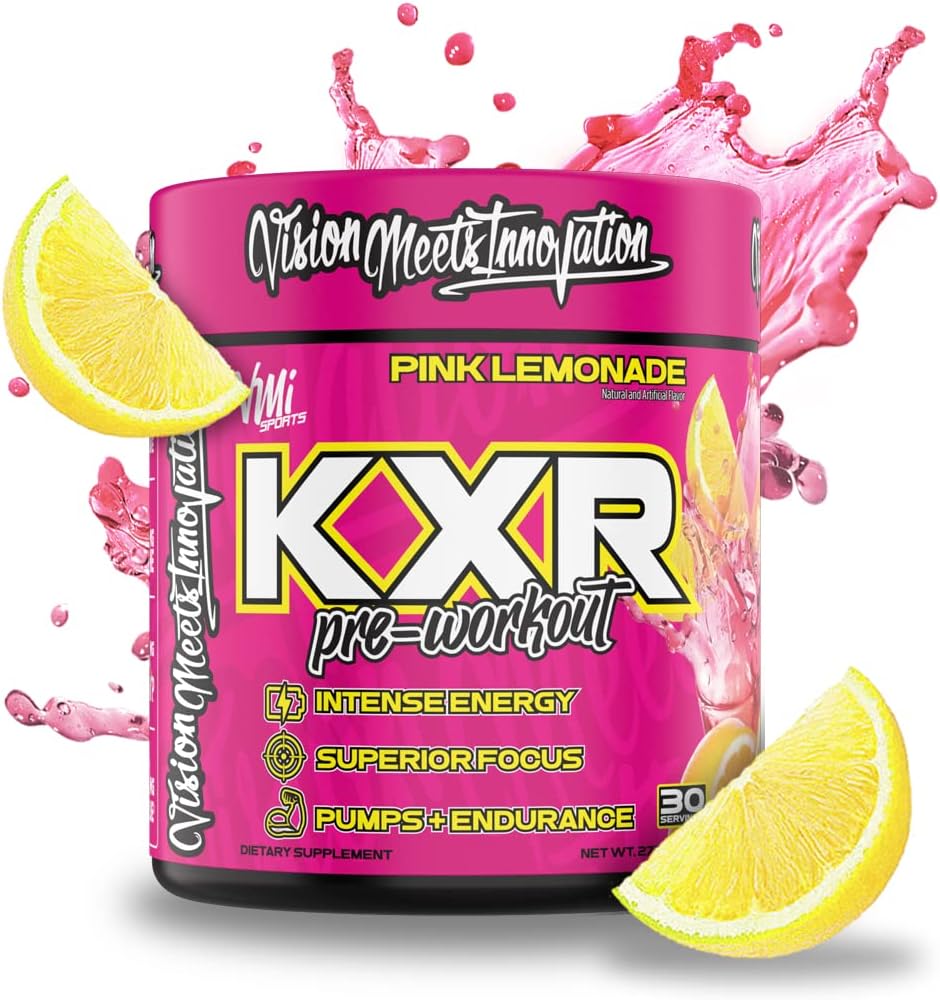 KXR Pre-Workout Energy Powder Intense Energy Pre-Workout Drink voor mannen en vrouwen . Createine Free Verbetert prestaties - Verbeterde focus & verhoogde endurance . 30 Servers (Roze limonade)