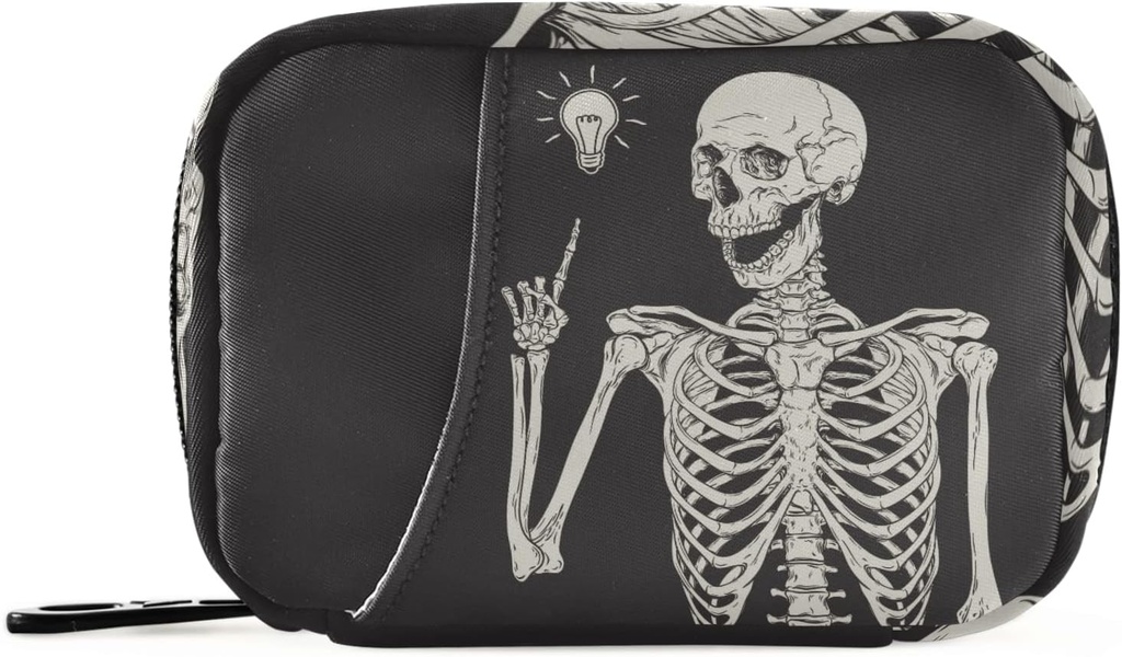 Human Skeleton Pill Box 7 Day Pill Case Travel Pill Organizer Bag met rits Draagbare Weekly Case Compacte grootte voor vitamine supplement houder